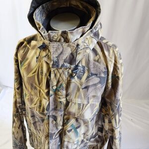 Camouflage jacket mens XL wetlands camo detach hood double zip pockets warm